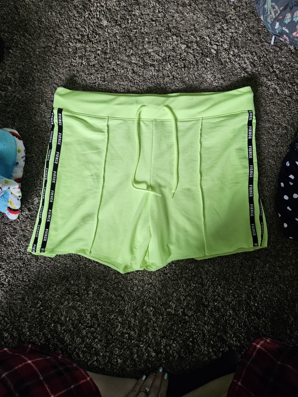 No Boundaries Neon Lime Drawstring Athletic Shorts